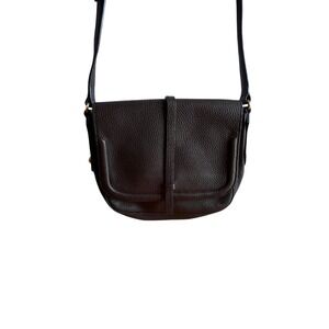 Annabel Ingall Pebbled Leather Crossbody Bag Brown Small Adjustable Strap Minima